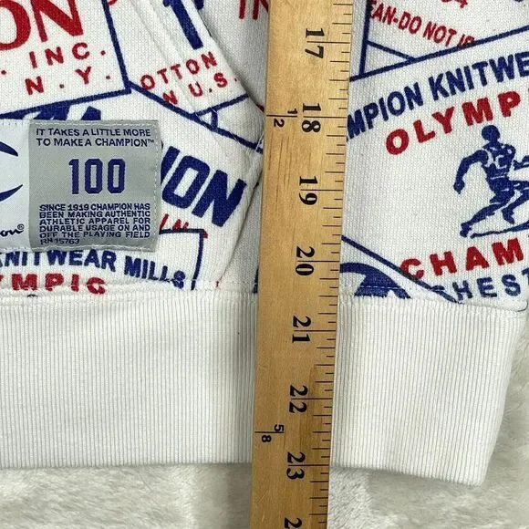 Champion Hoodie Sweatshirt Mens Medium 100 Century Collection All Over Print * - Picture 7 of 13